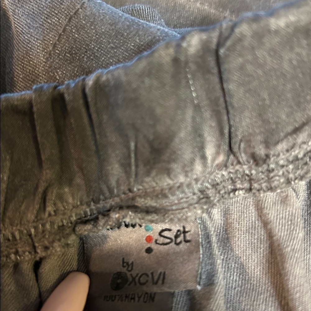 XCVI wide leg distressed drawstring wide leg pants medium gray - Picture 8 of 11